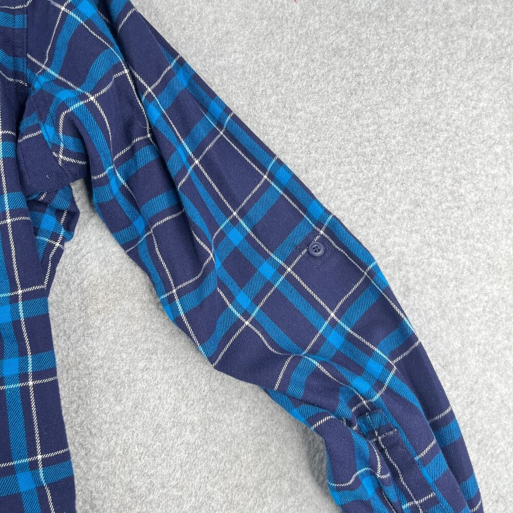 Duluth Trading Co Long Sleeve Button Down Shirt Womens Large Blue Plaid Roll Tab - Picture 9 of 15